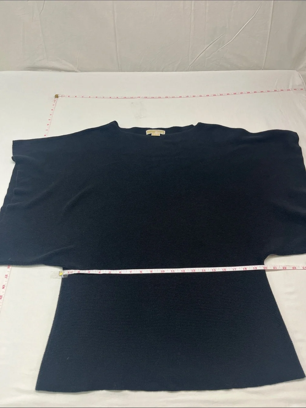 Michael Kors Black Ribbed light Knit Poncho sweater large oversize ladies 1342 - Picture 2 of 4